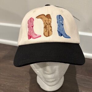 Marcus Adler NY canvas 6 vent panel cap, embroidered cowgirl boots, adjustable